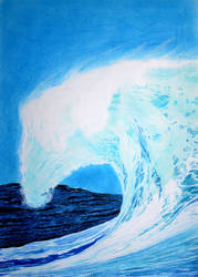 Wave, made on paper with colourpencils and pastels