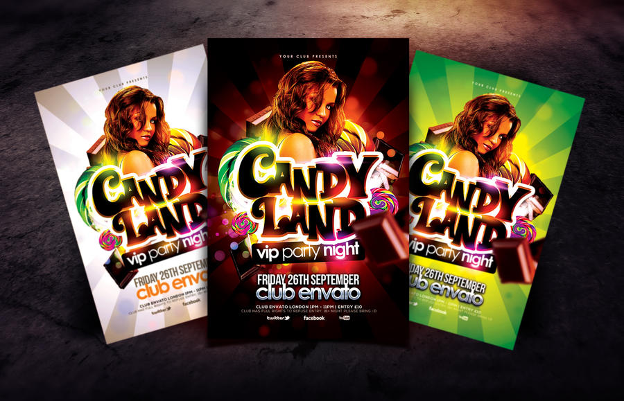 Candy Land VIP Party Night Flyer Template