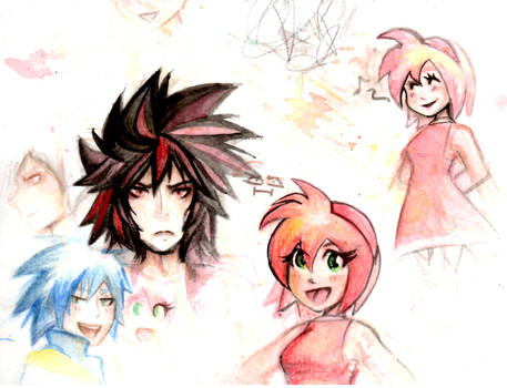 Sonic Gijinkas watercolor sketch dump