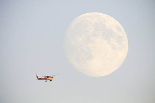 Plane and the moon