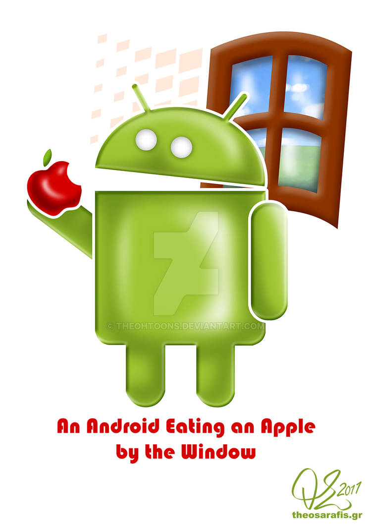Android eating an Apple by TheOhToons on DeviantArt