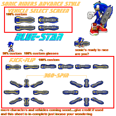 SONIC RIDERS sonic sprites