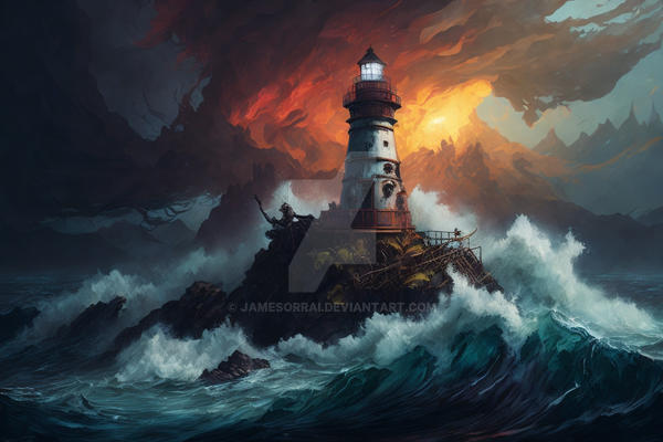 Vibrant Lighthouse 6 by JamesOrrAI on DeviantArt