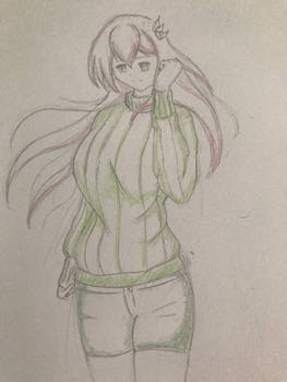 Kisaragi in light green sweater