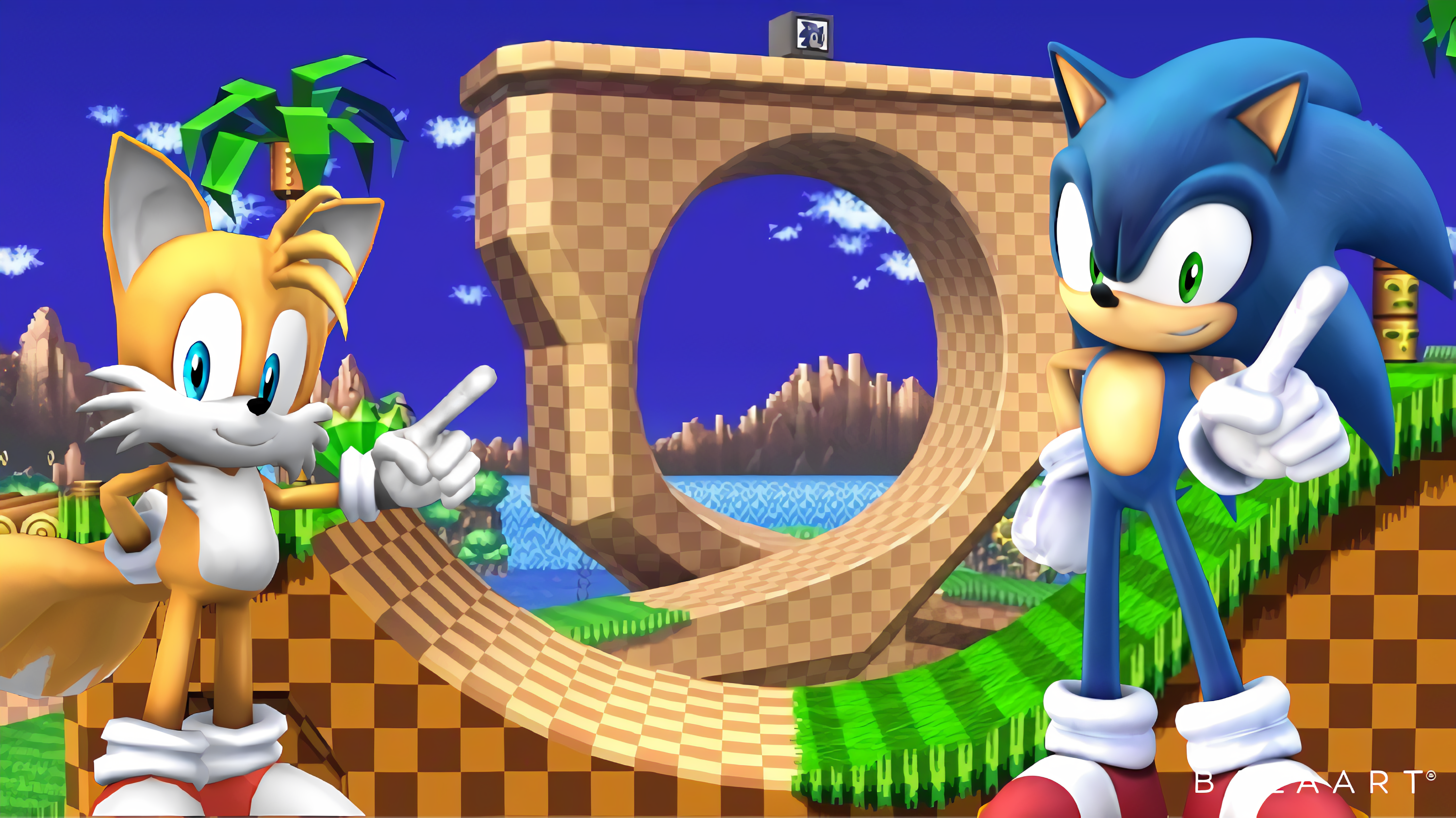 Sonic and Tails in Green Hill Zone by SOLIDCAL on DeviantArt