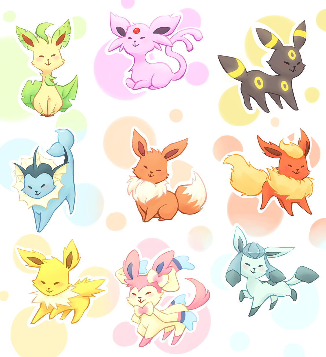 Eevee Evolutions by michellescribbles on DeviantArt