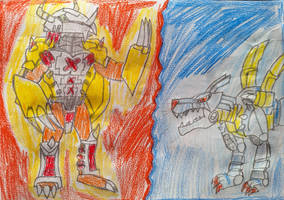 Digimon:WarGreymon and MetalGarurumon.