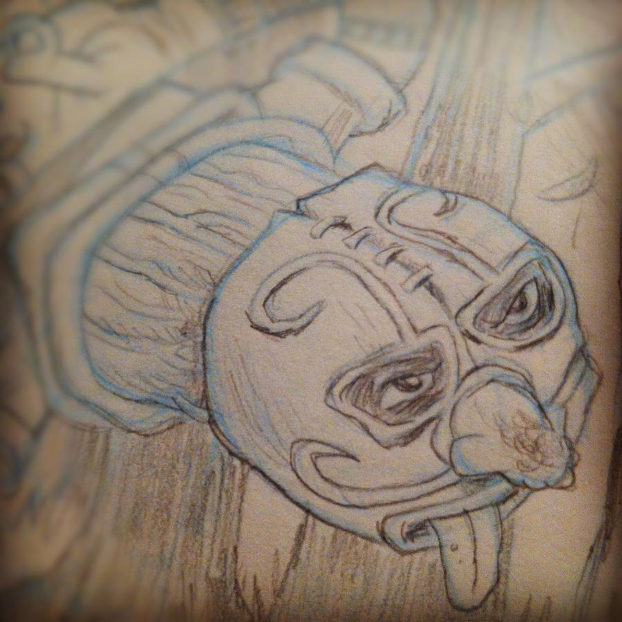 Mexican Wrestler in the Woods (very much a wip)
