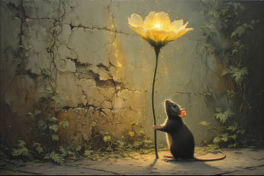 Mouse Loves The Flower