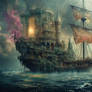 Ghostly Ship On The High Seas