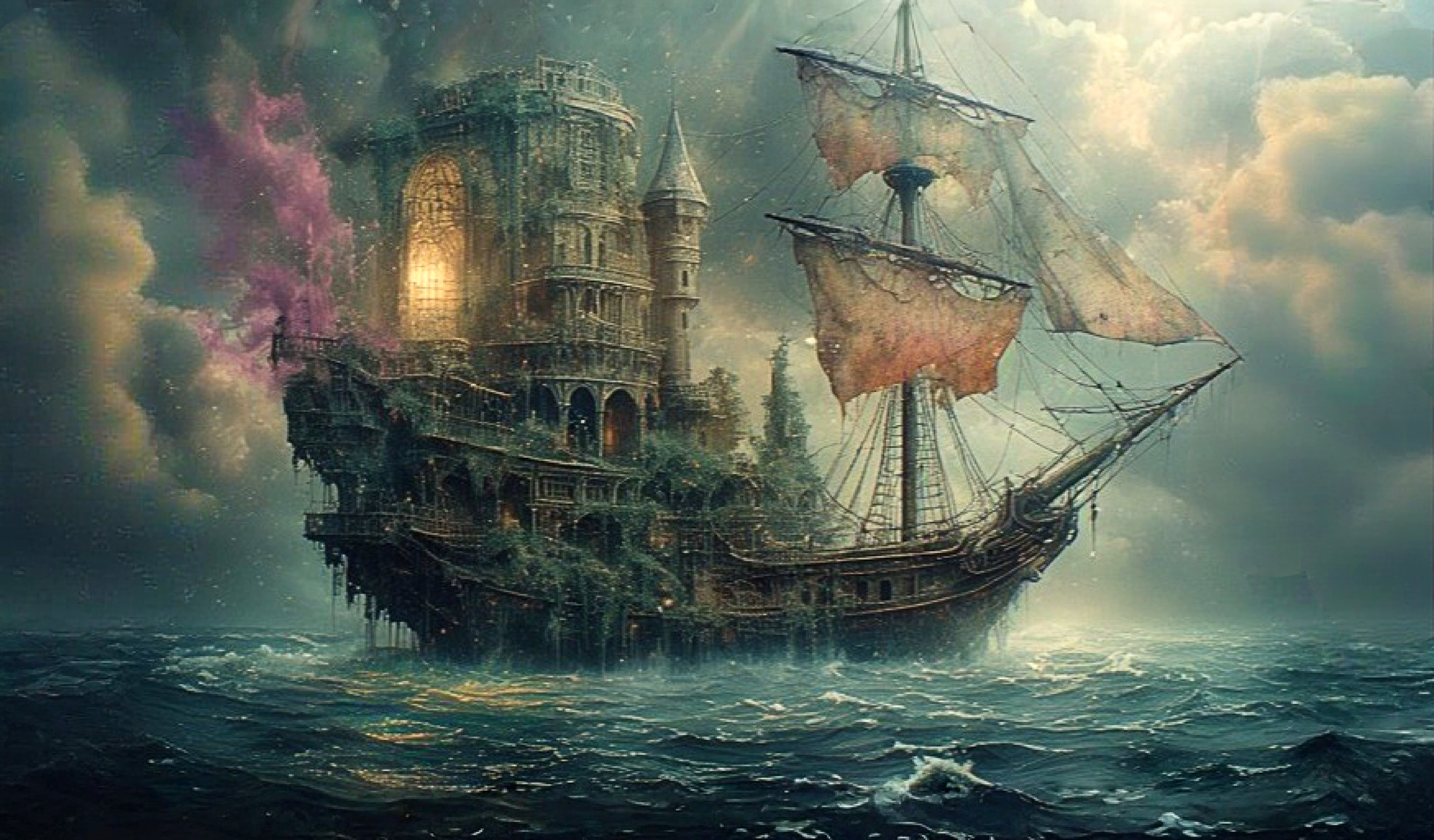 Ghostly Ship On The High Seas