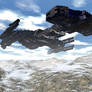 Battlecruiser Over A Snowscape