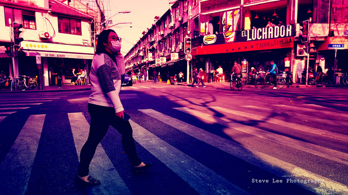 Shanghi street girl with a mask