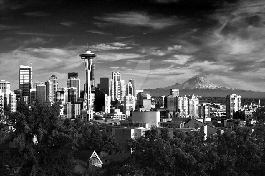 Seattle and Mount Rainier