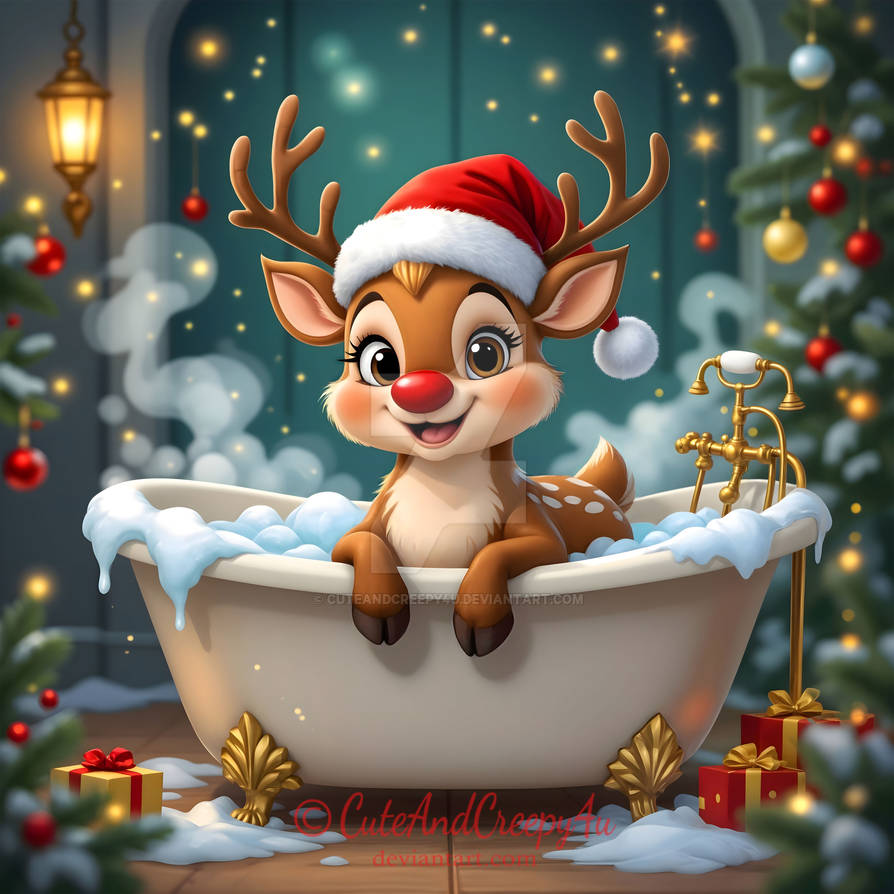 Rudolf taking a bubble bath by CuteandCreepy4U on DeviantArt
