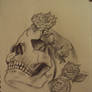 skull with roses