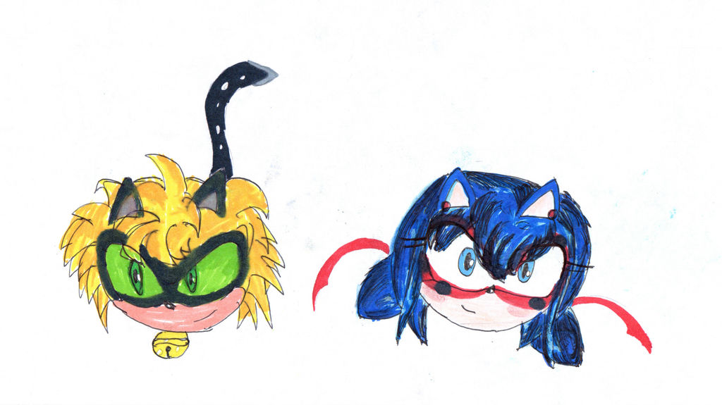 Miraculous Ladybug and Cat noir ( Sonic style ) by KanaYanga on