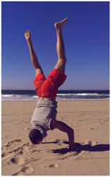 Handstand in the Sand of Lissabon