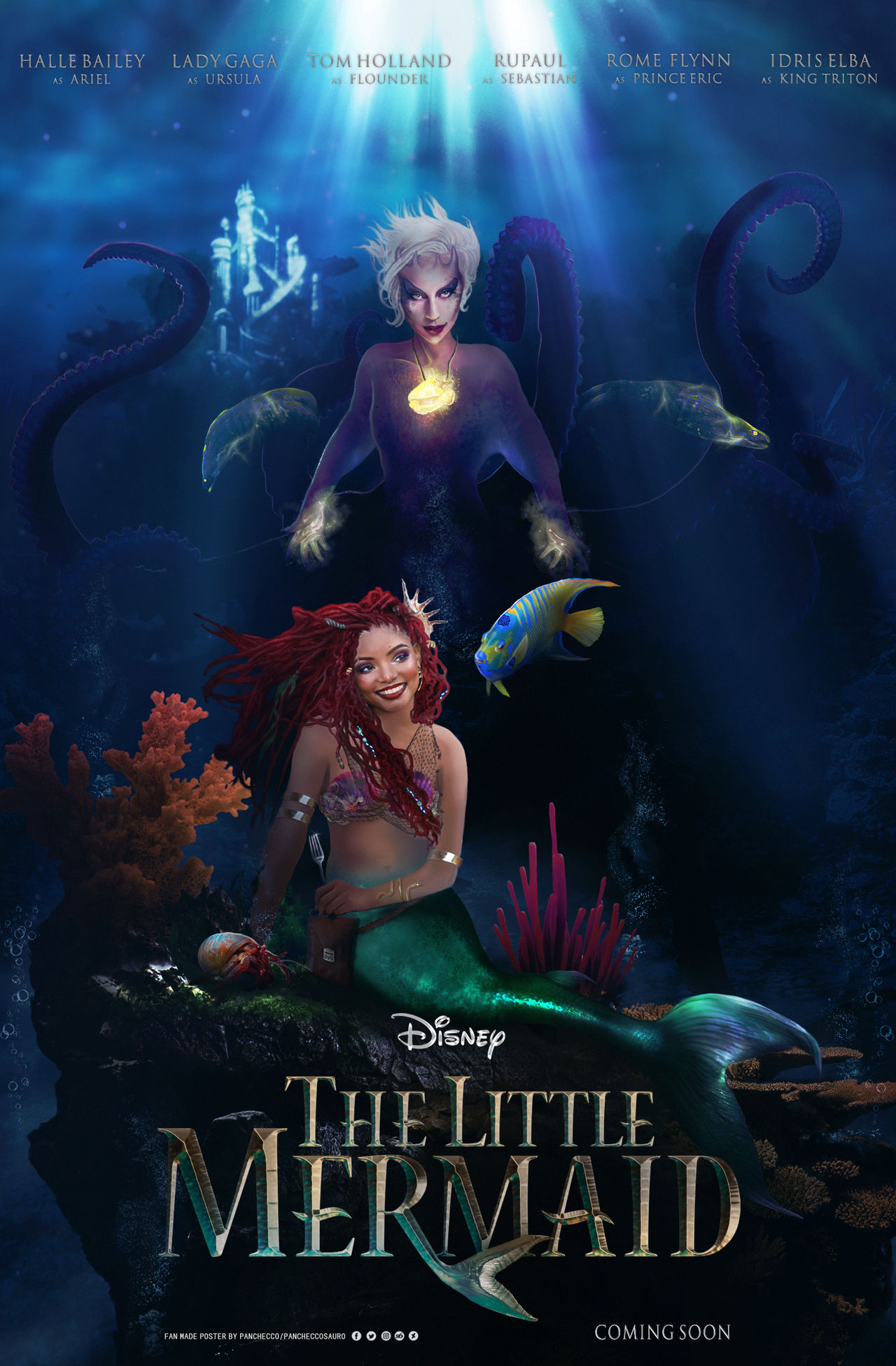 Halle Bailey Lady Gaga The Little Mermaid Poster Fan Art Gaga 