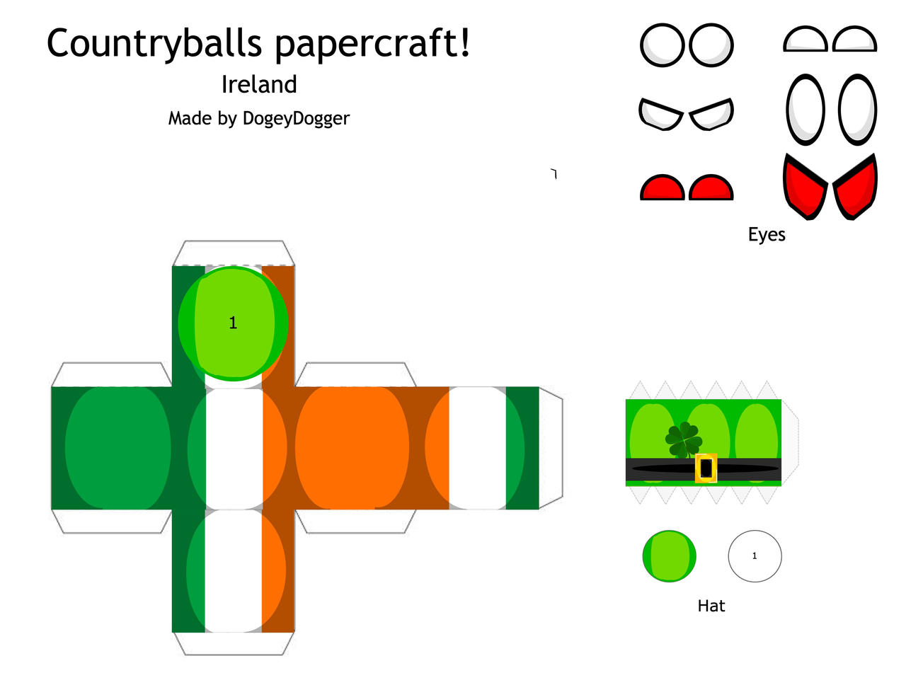 Countryballs Origami Ireland Countryballs Papercraft by dogeydogger on DeviantArt