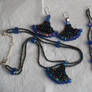 blue beaded fan jewelry set