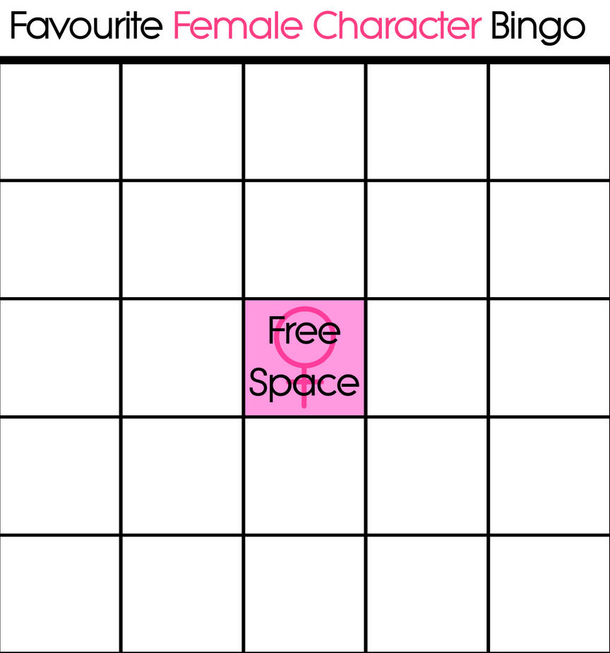 (TEMPLATE) Favourite Female Character Bingo Meme by ElectricMorningstar