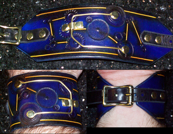 Steampunk Wristband Blue