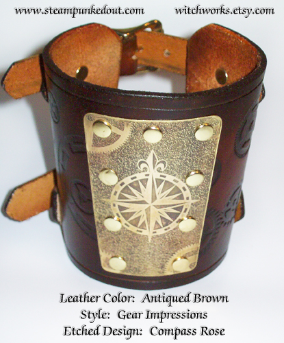 Wristcuff -Etched Compass Rose