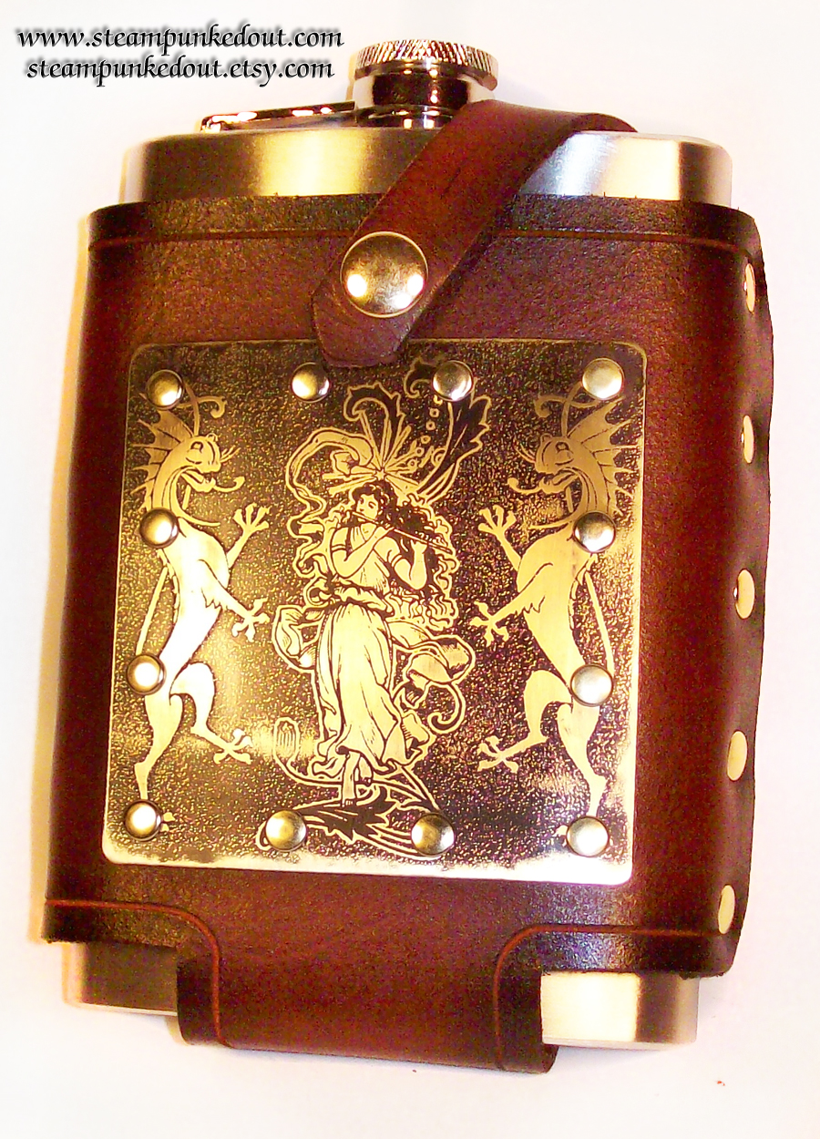 Art nouveau etched flask pouch2