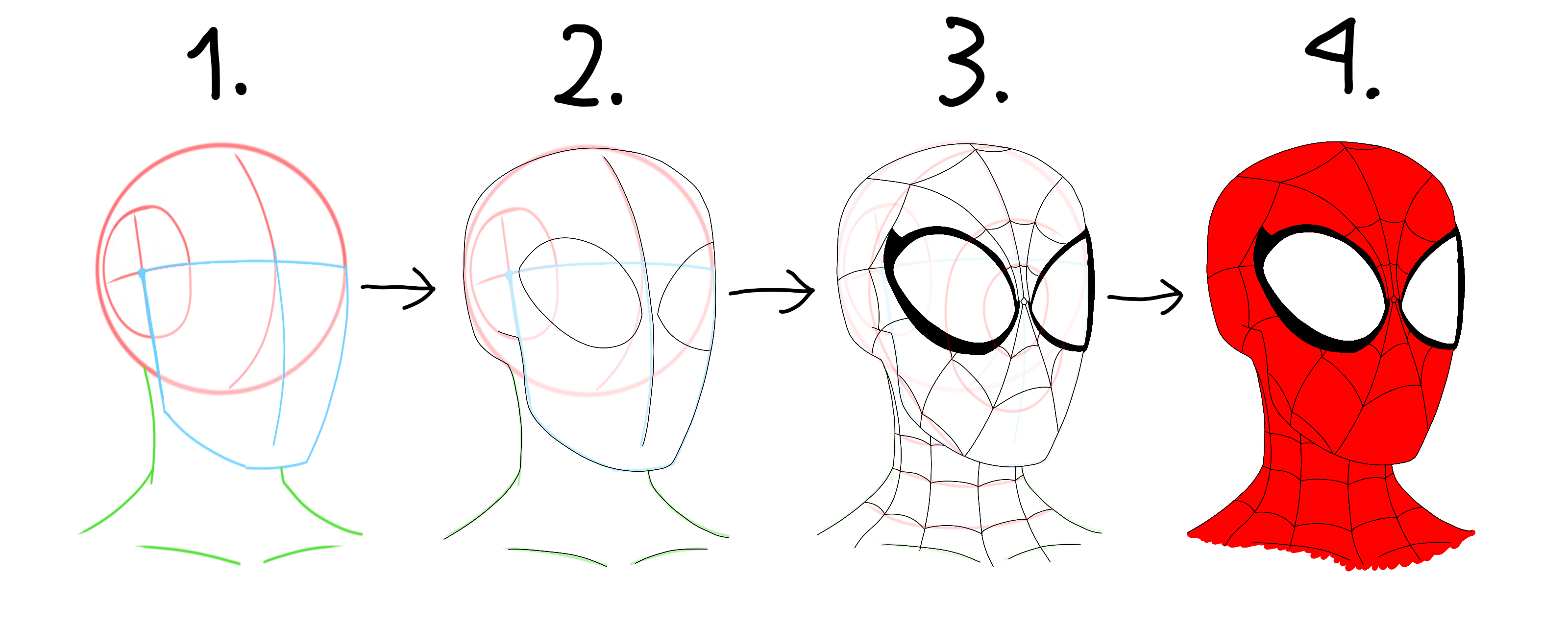 spiderman drawing step by step