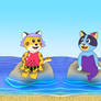 Clawwie and Bluey Mercat in the Ocean Shore