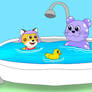 Clawwie and PurpleTigerPanda in the Bath Tub