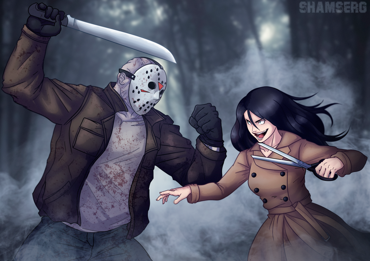 Jason Voorhees vs the Slit-Mouthed Woman.