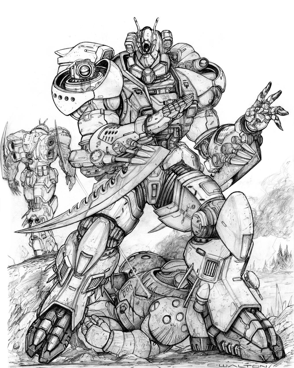 RIFTS NG Mantis Power Armor by ChuckWalton on DeviantArt