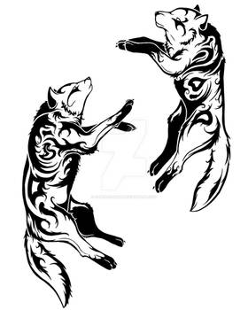 Dancing Wolves Tattoo Commission