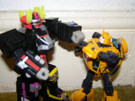 Megazord and Autobot brofist