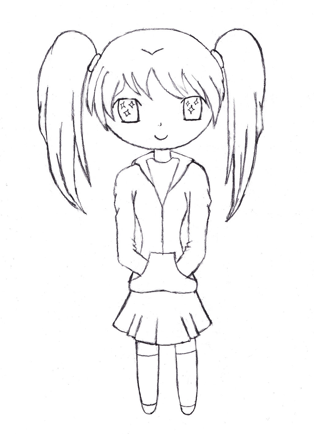 Chibi girl line art