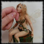 06 Spring Fairy sculpture ooak, 1 inch head by Rosen-Garden