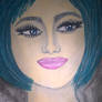 Portrait watercolor - blue hair