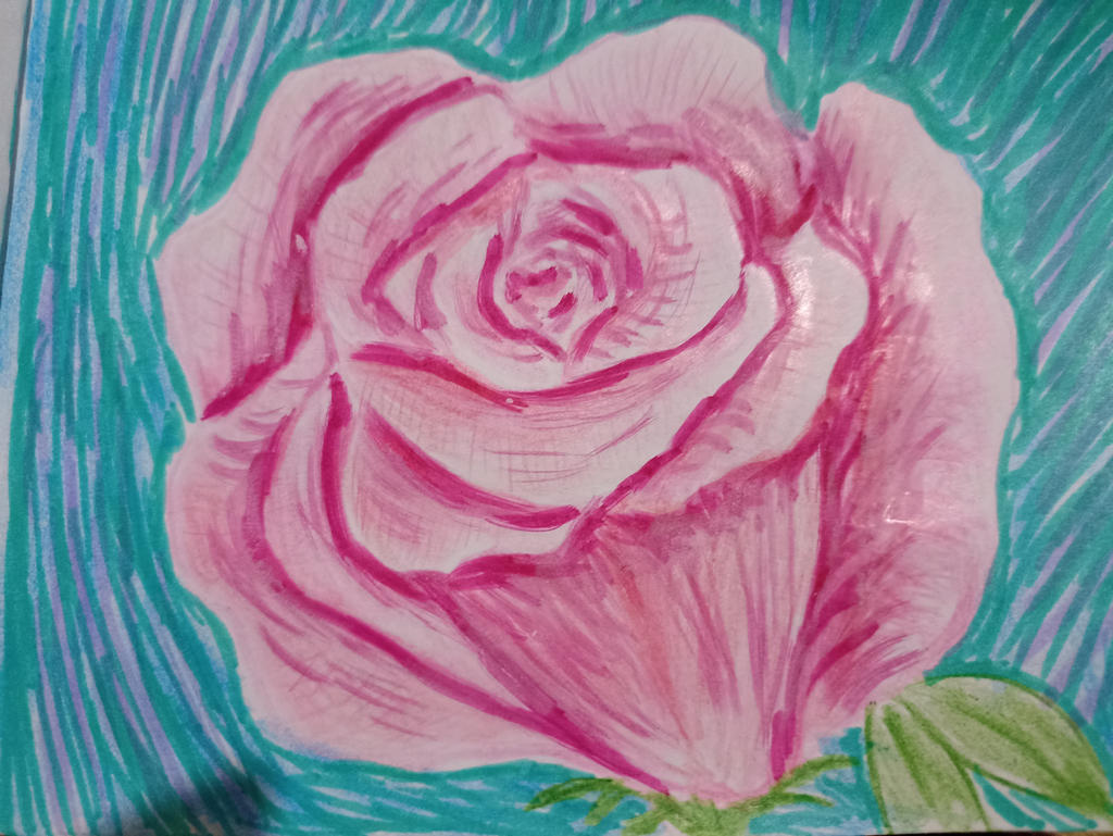Marker Artist Roses Pink rose - markers art and colorpencils by davincimelancholy on DeviantArt