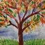 Tree autumn leaves - gouache