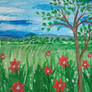 Spring landscape - gouache painting