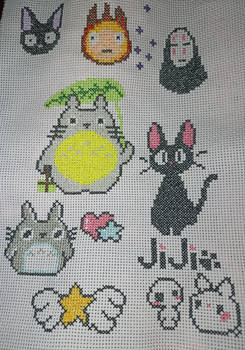 Ghibli cross stitch artwork