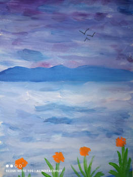 Blue landscape - gouache