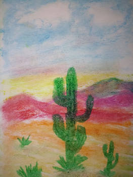 Cactus - oil pastels