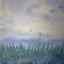 Rain and grass - watercolour