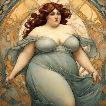 Plus Size Woman Art Nouveau Painting