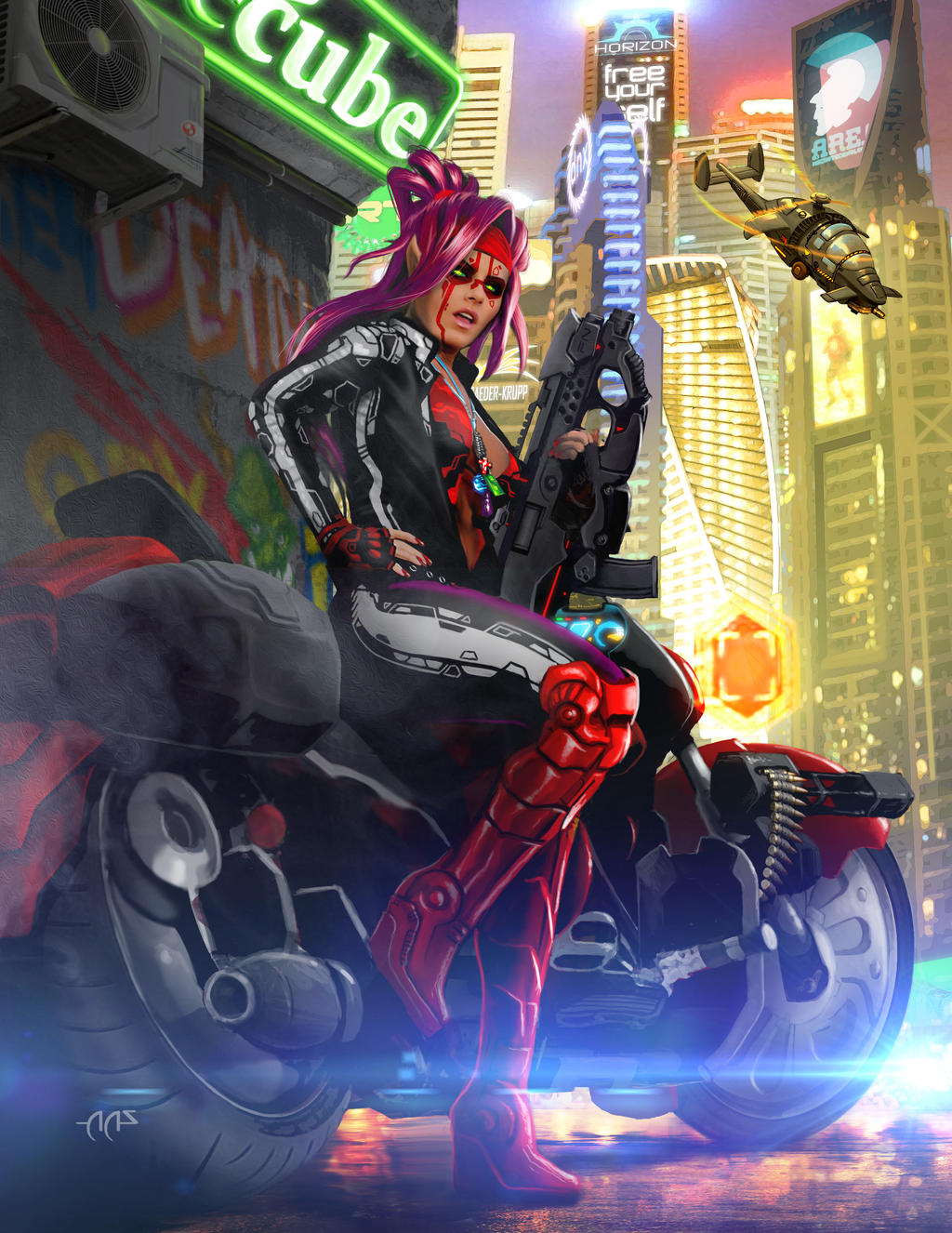 Shadowrun Female Street Samurai or Rigger by raben-aas on DeviantArt