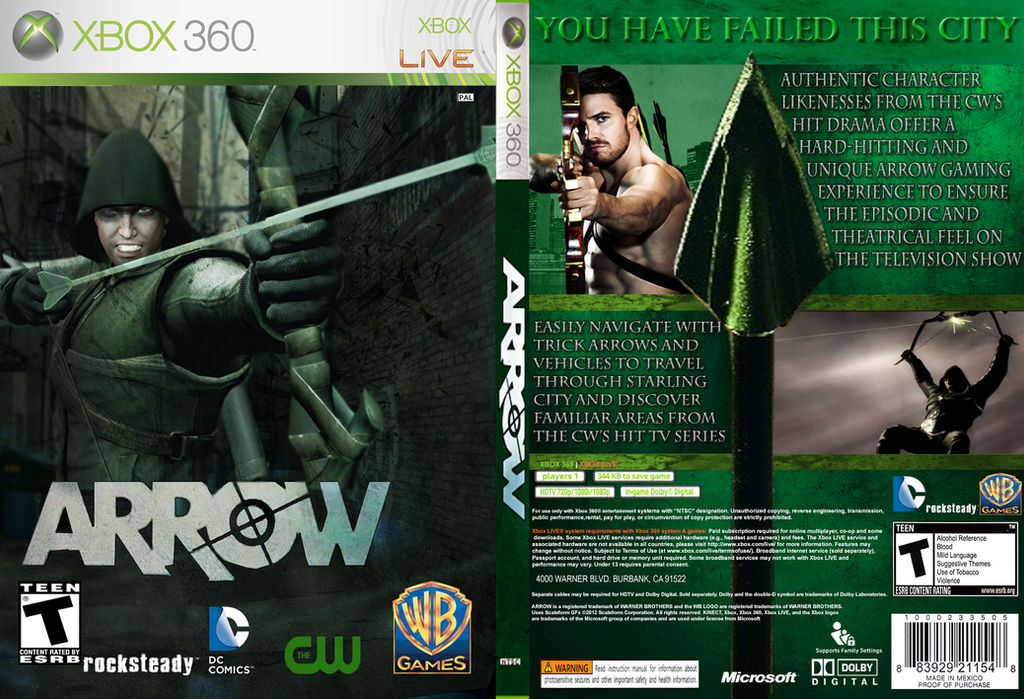 CW's ARROW XBOX 360 VIDEO GAME COVER