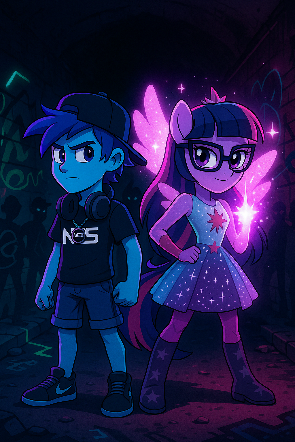 Neon Warriors in Shadow Alley